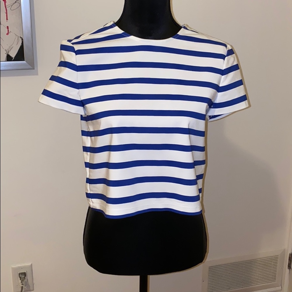 White and blue top